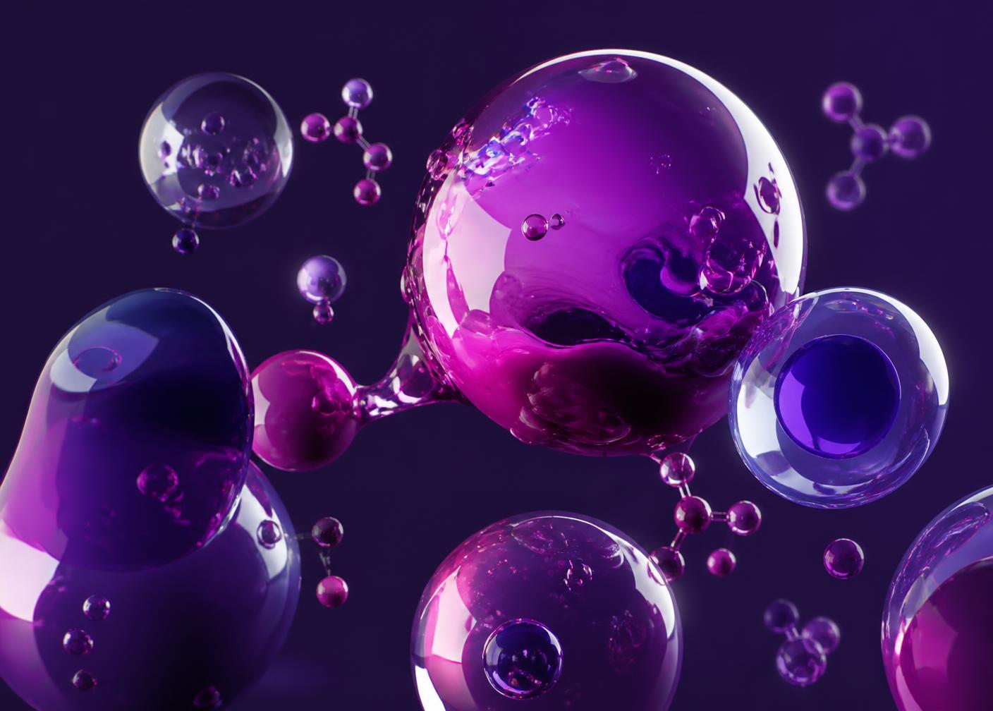 Render de pigmentos y esferas de vidrio